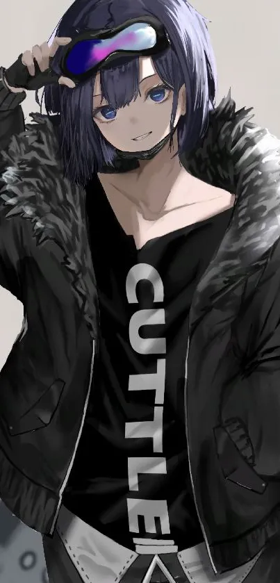 Cool anime character in black stylish outfit.