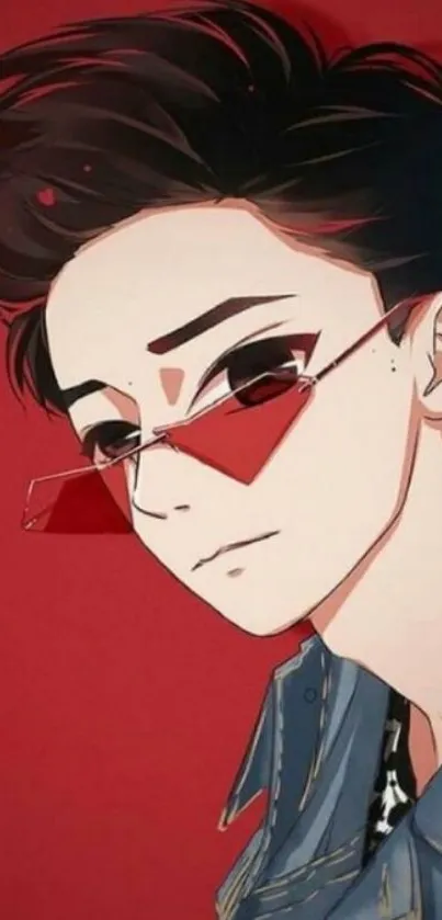 Anime character with red sunglasses.