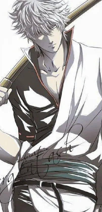 Stylish anime character with silver hair.