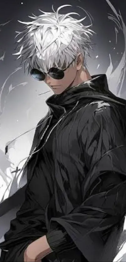 Anime character with sunglasses and black coat.