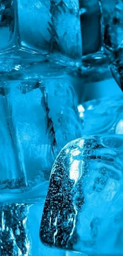 Close-up of blue ice blocks forming a cool, refreshing wallpaper.