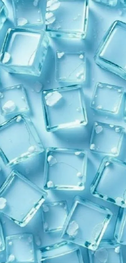 Blue ice cubes creating a cool, refreshing pattern.