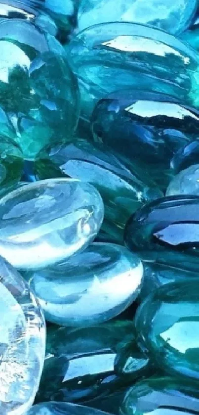 Sky blue glass stones create a calming phone wallpaper.