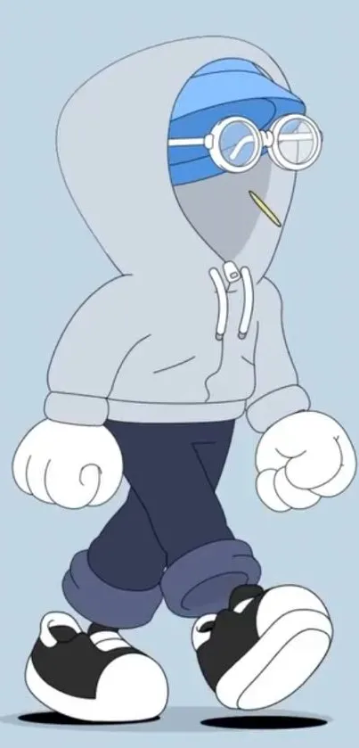 Cool cartoon character in hoodie and sneakers mobile wallpaper.