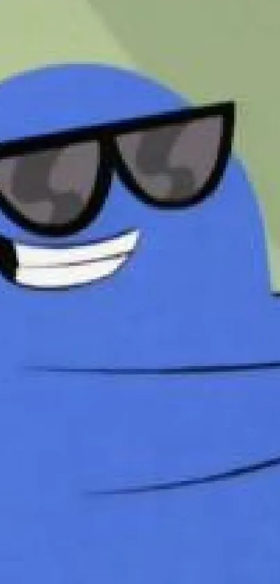 Cool cartoon character with sunglasses in blue background.