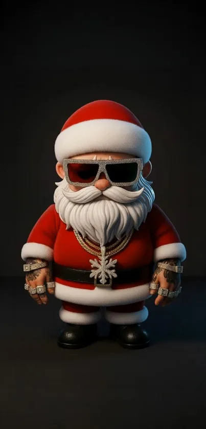 Stylish cartoon Santa Claus with sunglasses.