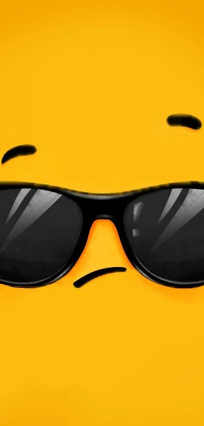 Bright yellow wallpaper with cool emoji wearing sunglasses.