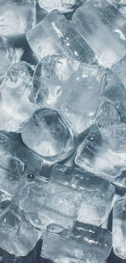 Mobile wallpaper with cool ice cubes in light blue.