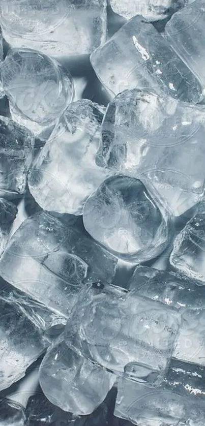 Close-up of clear ice cubes for a cool mobile wallpaper.