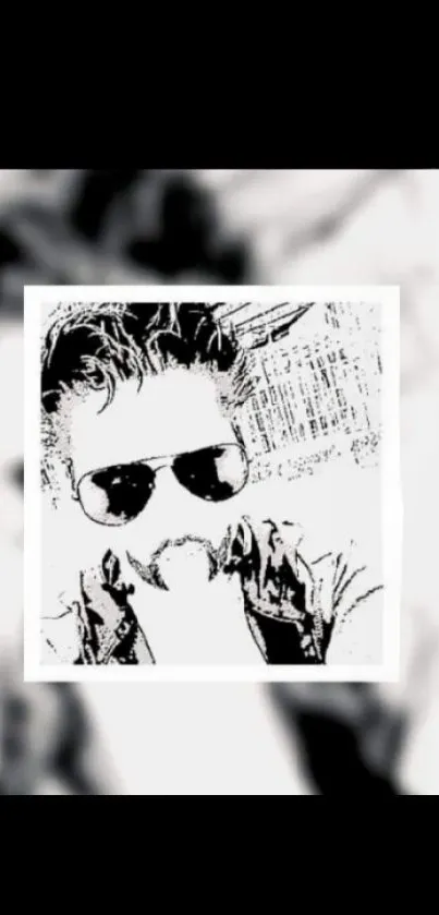 Monochrome portrait with sunglasses, black and white art wallpaper.