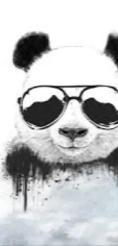 Stylish panda wearing sunglasses in artistic mobile wallpaper.