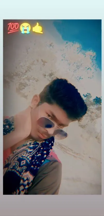 Stylish selfie wallpaper with sunglasses