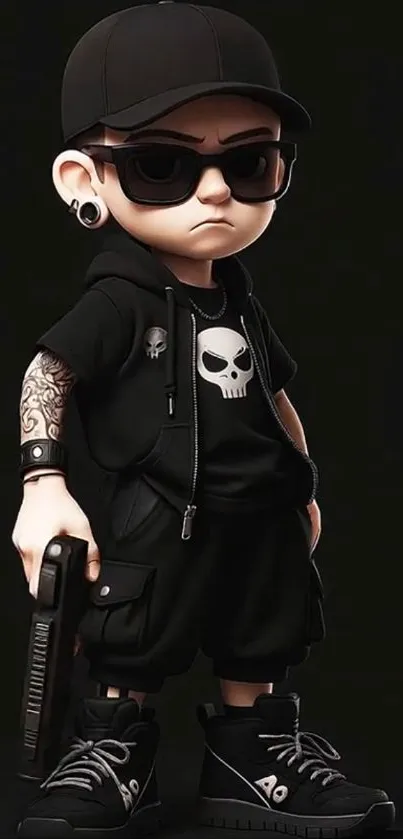Cool cartoon avatar with skull theme.