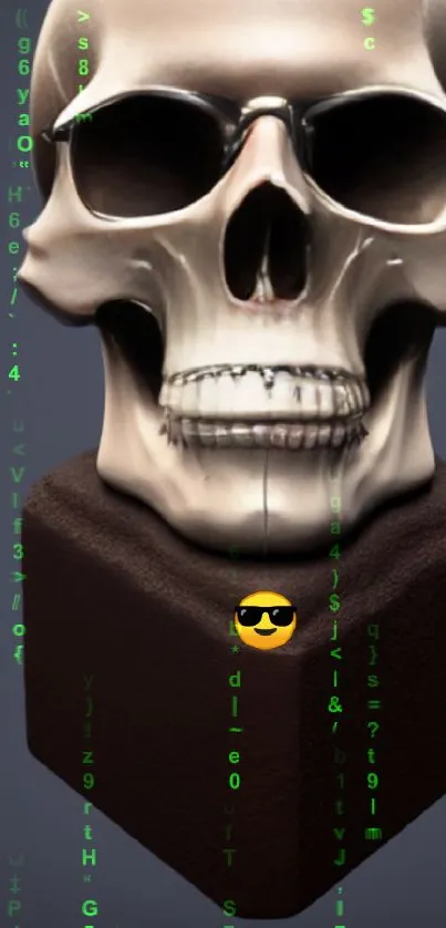 Stylish skull with sunglasses and emoji dark wallpaper.