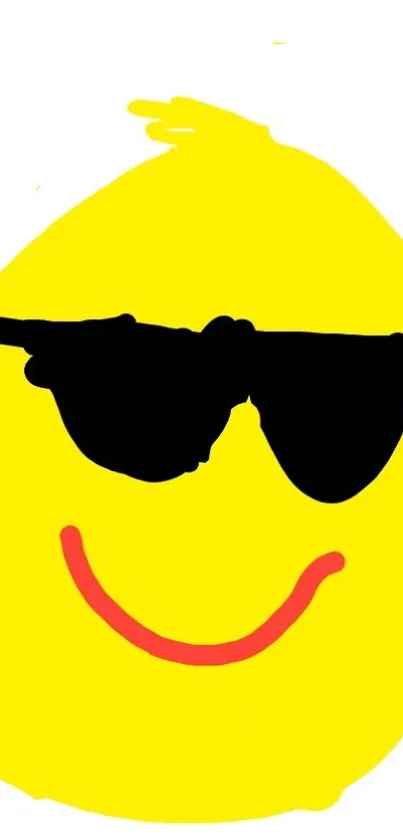 Smiley face with sunglasses on a yellow background.