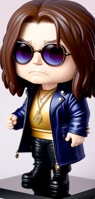 Cool figurine with sunglasses and leather jacket.