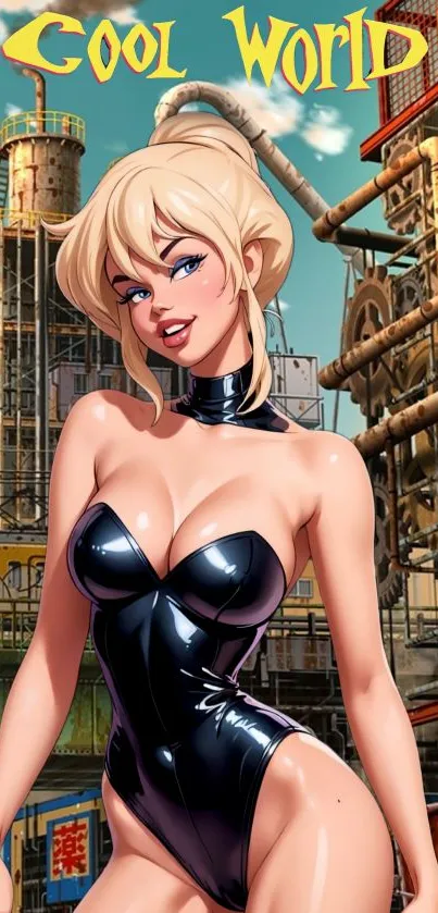 Cool World urban fantasy character in industrial background.