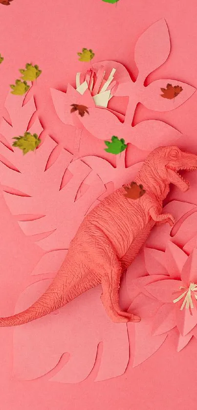 Coral dinosaur in paper art style wallpaper.