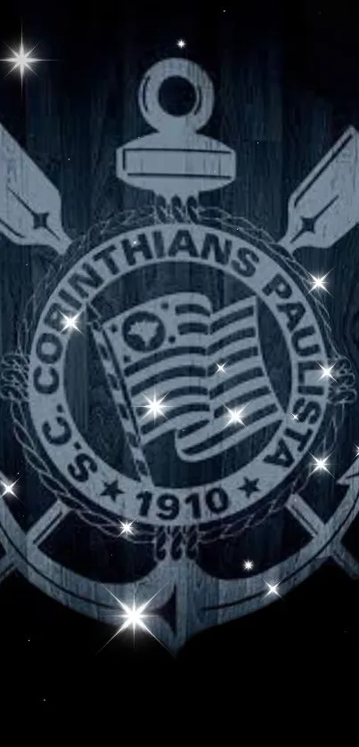 Corinthians Paulista logo with stars on a dark background.