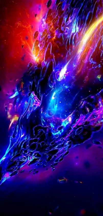 Vibrant cosmic abstract wallpaper with vivid colors.