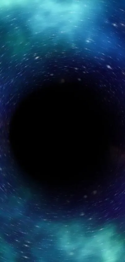 Mesmerizing black hole with swirling galaxy colors for phone wallpaper.