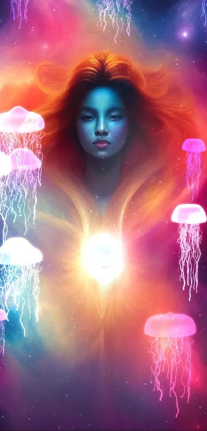 Cosmic fantasy art wallpaper with vibrant colors and ethereal design.