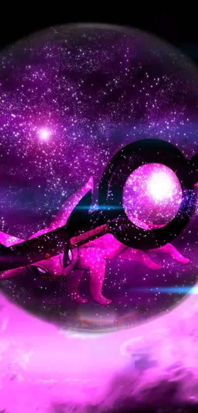 Purple cosmic fantasy wallpaper with galaxy and mystical themes.