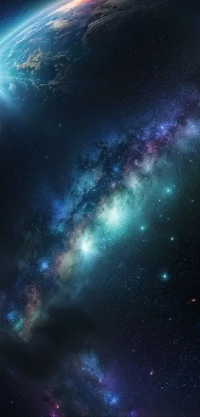 Galaxy and nebula mobile wallpaper with cosmic space theme.