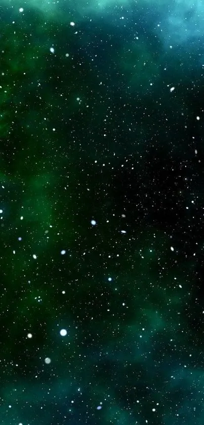 Dark green and blue galaxy wallpaper with stars.