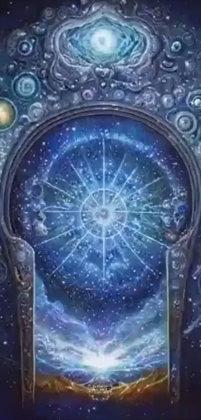 Cosmic gateway fantasy art with celestial elements.