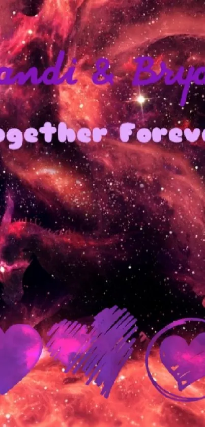 Romantic cosmic wallpaper with purple galaxy and stars.