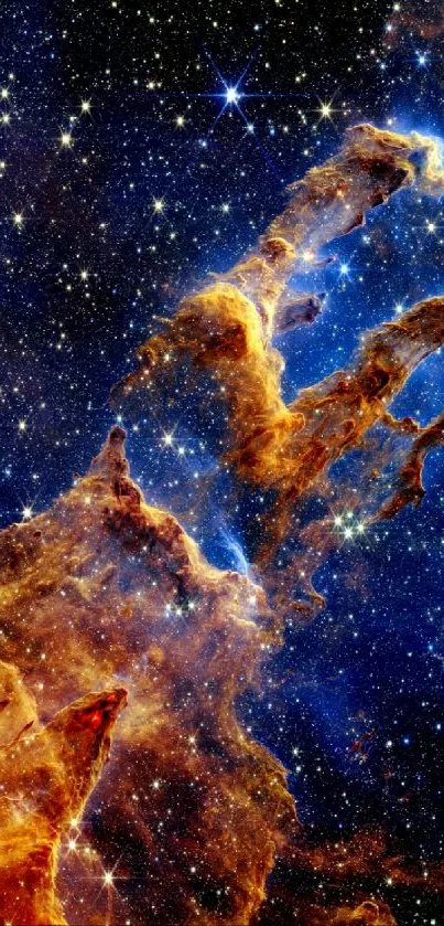 Stunning mobile wallpaper of Pillars of Creation nebula with vibrant cosmic hues.