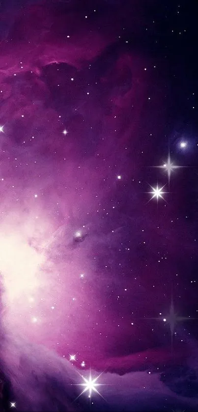 Purple galaxy with stars in space, cosmic mobile wallpaper.