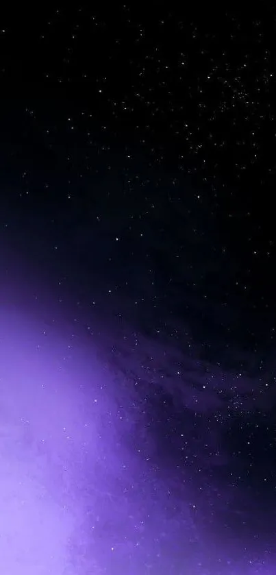 Purple cosmic wallpaper with stars in a mystical space scene.