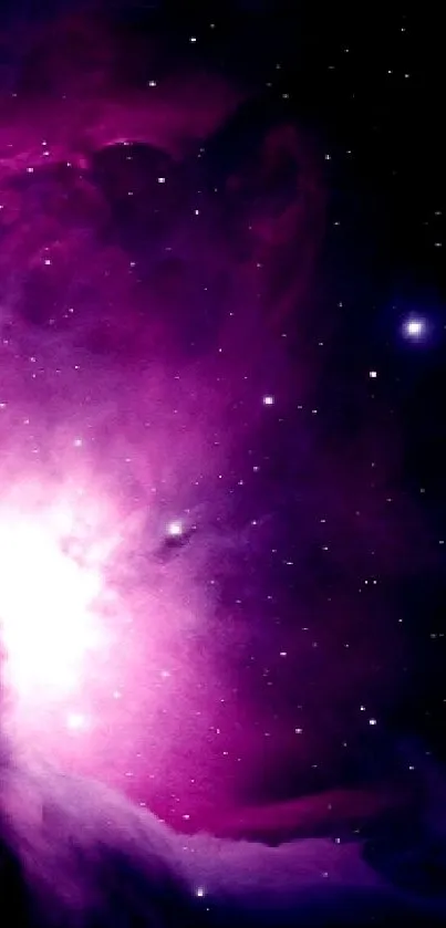 Purple nebula with stars in deep space, vivid cosmic wallpaper.