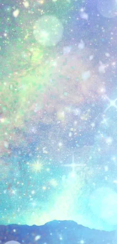 Dreamy cosmic space wallpaper with stars and nebula.