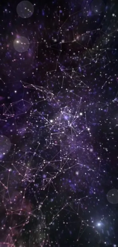 Purple galaxy wallpaper with stars and constellations.