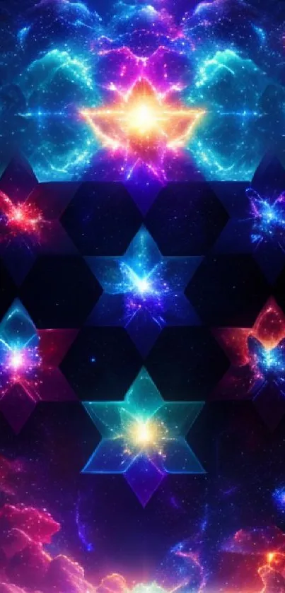 Colorful cosmic starry pattern for phone wallpaper.