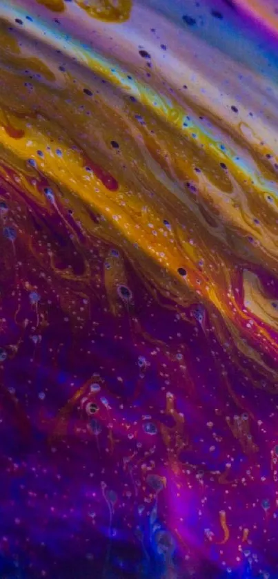 Abstract cosmic swirl wallpaper with vibrant purple and gold hues.