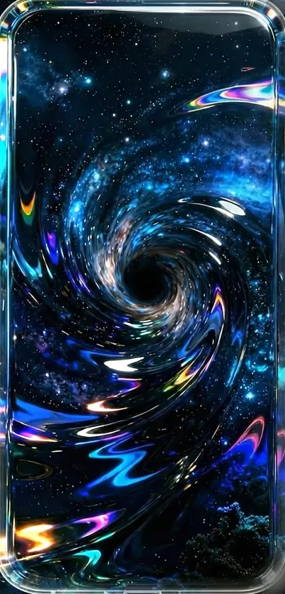Colorful cosmic vortex in a galaxy design for mobile wallpaper.