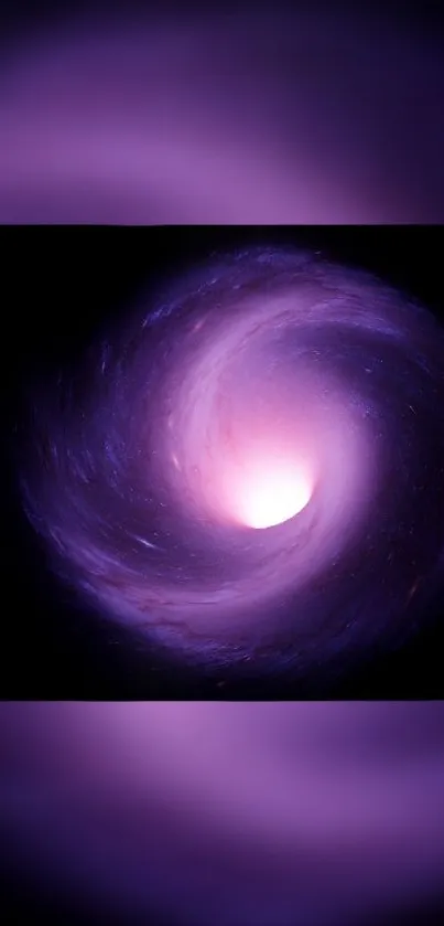 Cosmic vortex with a glowing purple swirl on a dark background.