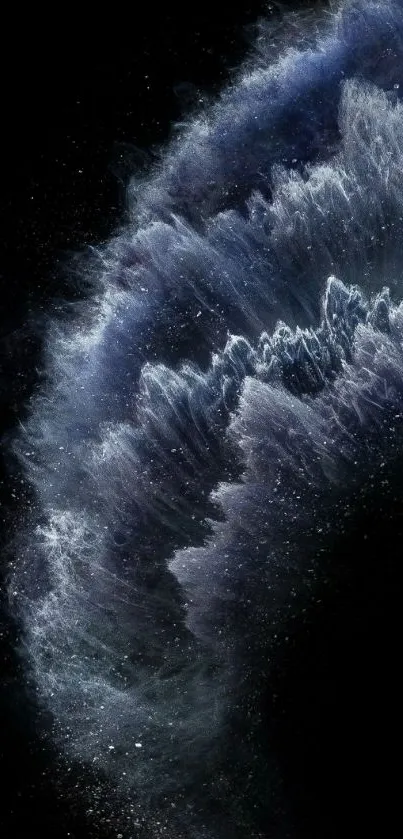 Captivating cosmic wave phone wallpaper with deep blue and black hues.