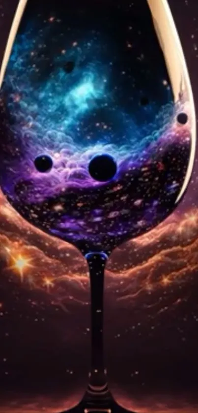 Cosmic scene inside a wine glass wallpaper