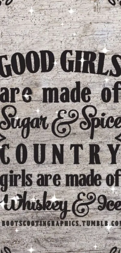 Country-themed wallpaper with vintage-style text design.