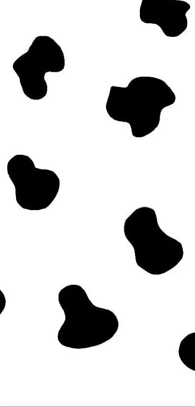 Chic cow print mobile wallpaper with black and white abstract pattern.