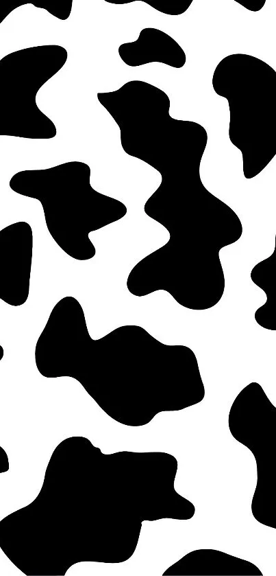 Black and white cow print mobile wallpaper with abstract patterns.