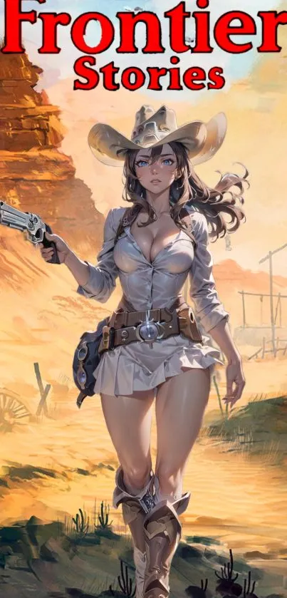 Cowgirl in Western landscape with adventurous vibe.