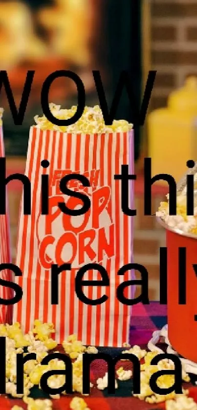 Colorful popcorn setup with red theme for movie nights.