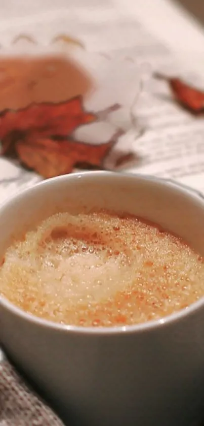 Cozy autumn scene with coffee and book.