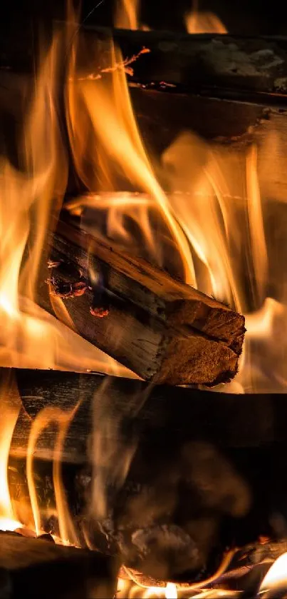 Cozy fireplace flames creating a warm, inviting ambiance in high resolution.